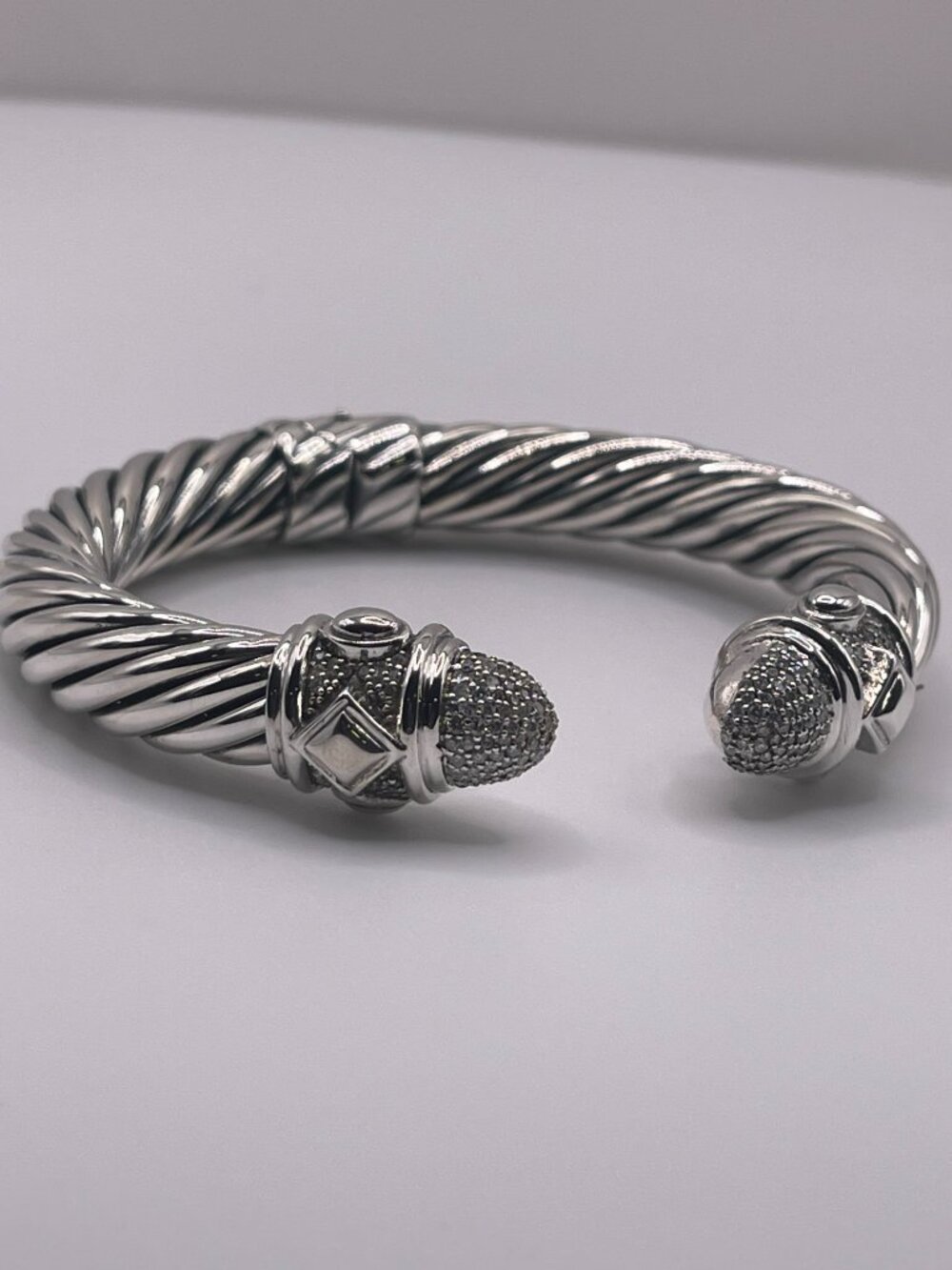 David Yurman 925 Silver Diamond Renaissance Cuff Bracelet - Picture 9 of 9